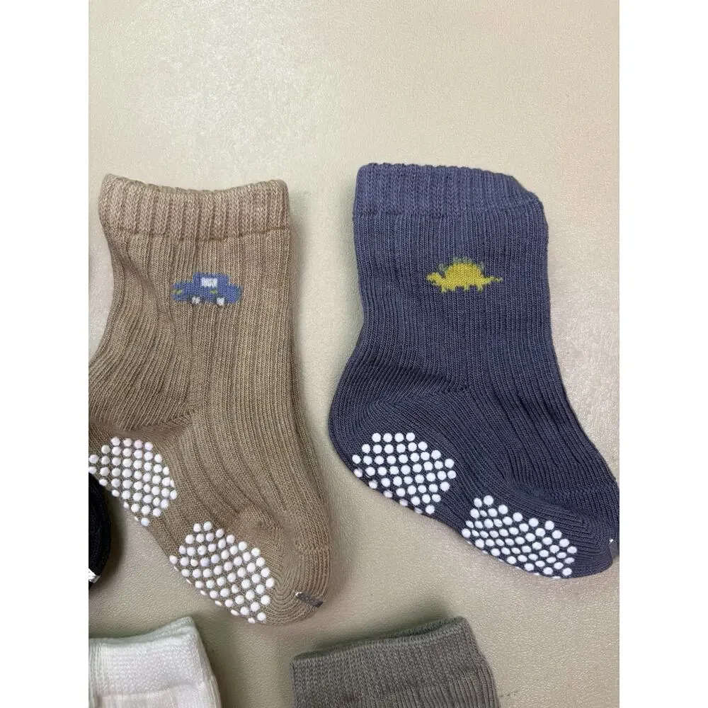 9 Pairs Toddler Grip Socks Anti Slip Ankle Socks Boys Cars Dinosaurs NWOT
